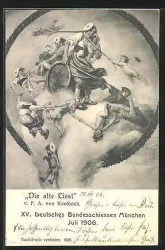 Künstler-AK München, XV. Deutsches Bundesschiessen 1906, Die alte Liesl