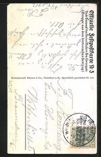 Künstler-AK Frankfurt a. M., 17. Deutsches Bundes- u. Goldenes Jubiläums-Schiessen 1912, Reiter mit Hörnern