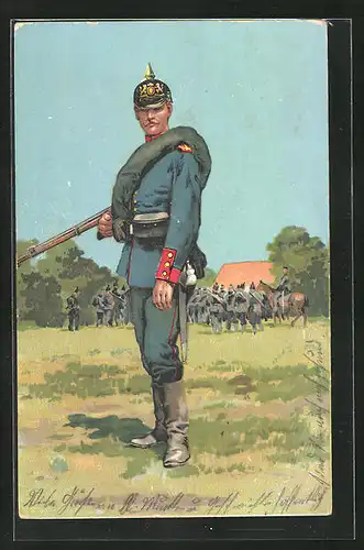 Künstler-AK Anton Hoffmann - München: Preussischer Soldat mit Gewehr