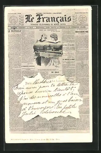 AK Paris, Zeitung Le Francais, Le Louvre