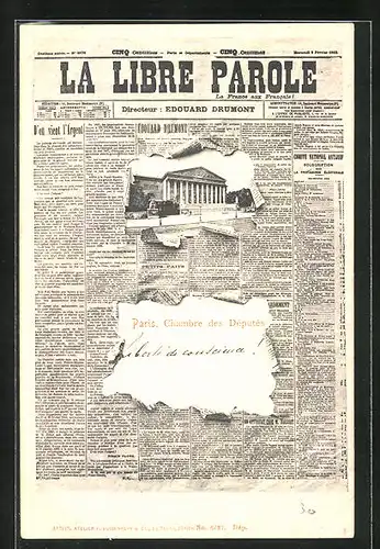 AK Paris, Zeitung La Libre Parole, Chambre des Députés