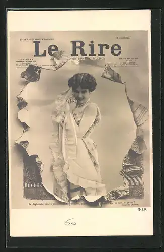 AK Paris, Zeitung La Rire, Junge Dame in schönem Kleid
