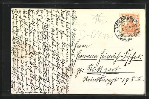 AK Waldheim i. Sa., Ortsansicht mit Kirche