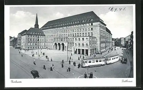 AK Bochum, Strassenpartie mit Rathaus