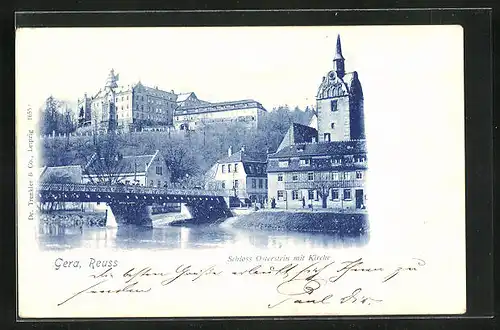 AK Gera /Reuss, Schloss Osterstein mit Kirche