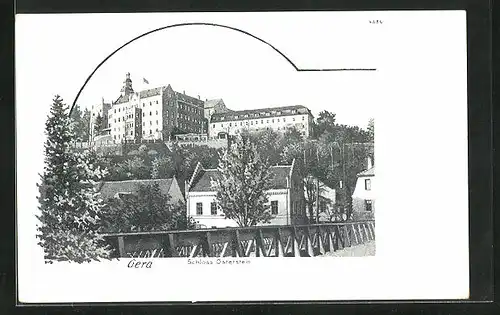 AK Gera, Schloss Osterstein von Strasse aus betrachtet