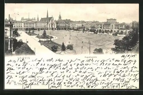 AK Leipzig, Augustusplatz mit Brunnen