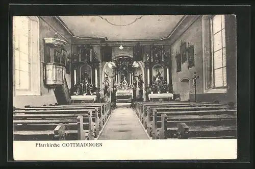 AK Gottmadingen, Innenansicht der Pfarrkirche