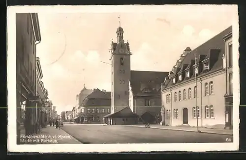 AK Fürstenwalde a. d. Spree, Markt mit Rathaus