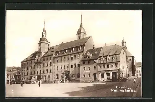 AK Rosswein, Markt mit Gasthaus Ratskeller, Gasthaus Klosterkeller und Rathaus