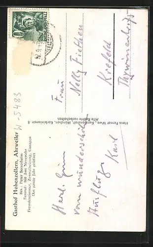 AK Ahrweiler, Gasthof Hohenzollern, Inh.: Peter Berresheim