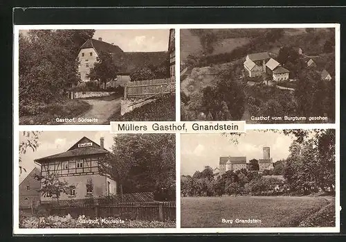 AK Gnandstein, Müller`s Gasthof in vier Ansichten