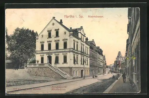 AK Hartha i. Sa., Blick in die Albertstrasse