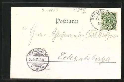 Vorläufer-Lithographie Bad Kösen, 1895, Hotel und Pension zum muthigen Ritter, Ritterbad