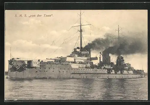 AK Kriegsschiff S. M. S. von der Tann in Fahrt