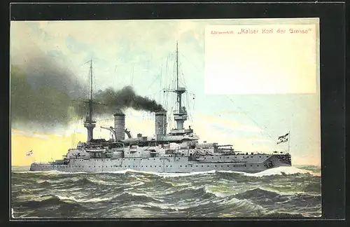 AK Kriegsschiff Kaiser Karl der Grosse auf hoher See