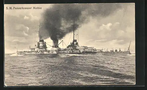 AK Kriegsschiff S. M. Panzerkreuzer Moltke auf hoher See