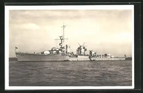 AK Kreuzer Königsberg mit Beiboot, Kriegsmarine