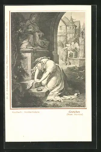 Künstler-AK sign. Kaulbach: Gretchen, Mater dolorosa, Goethe