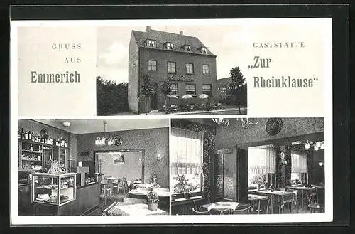 AK Emmerich, Gasthaus Zur Rheinklasse, Aussen- und Innenansicht