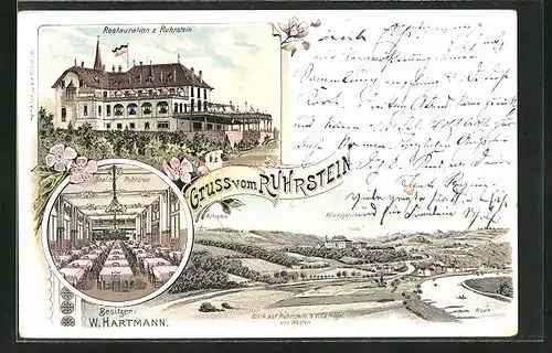 Lithographie Ruhrstein, Restaurant zum Ruhrstein, Gesamtansicht