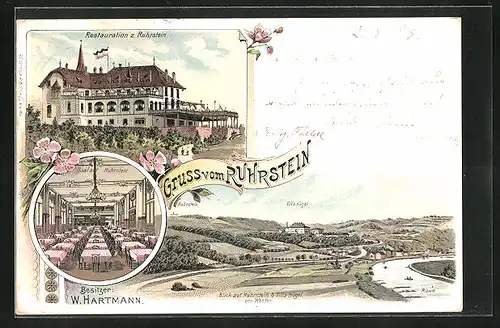 Lithographie Ruhrstein, Restaurant zum Ruhrstein, Gesamtansicht