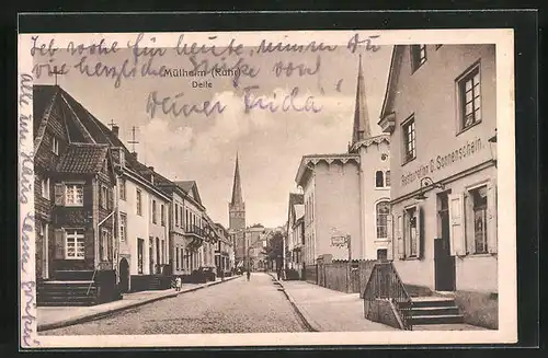 AK Mülheim a. d. Ruhr, Restaurant G. Sonnenschein an leerer Strassenpartie