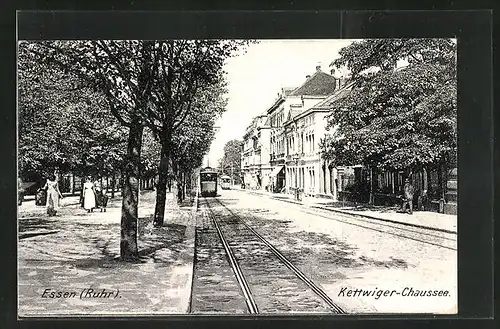 AK Essen /Ruhr, Strassenbahn in der Kettwiger-Chaussee