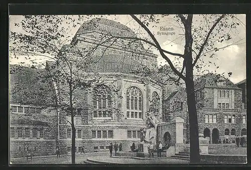 AK Essen, Strassenpartie vor der Synagoge