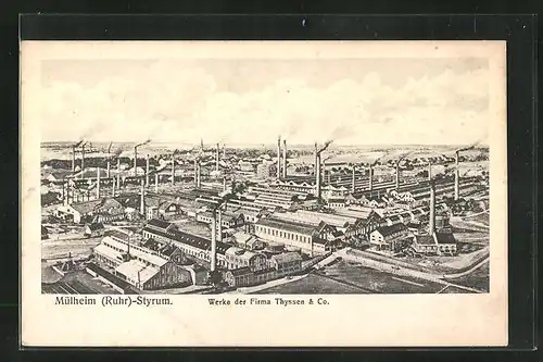 AK Mülheim-Styrum, Industriegebiet, Werke der Firma Thyssen & Co