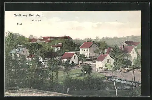 AK Reinsberg, Ortspartie mit Blick aufs Rittergut