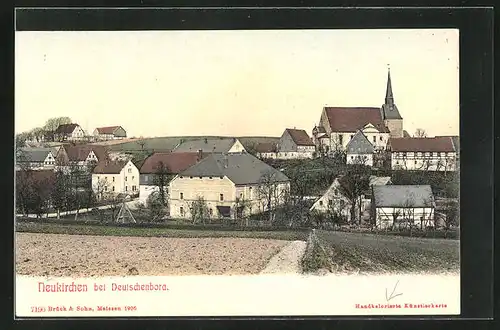 AK Neukirchen bei Deutschenbora, Ortsansicht mit Kirche