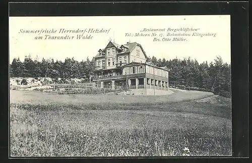 AK Herrndorf /Hetzdorf, Restaurant Bergschlösschen, Bes. Otto Müller