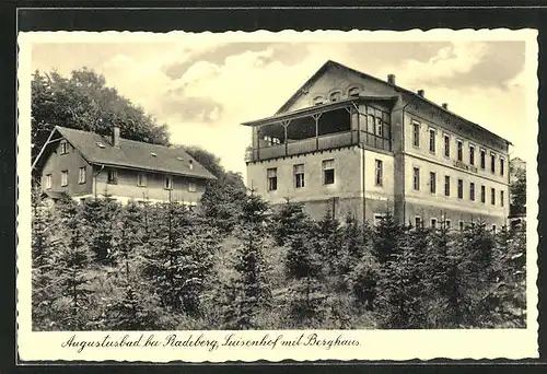 AK Augustusbad bei Radeberg, Luisenhof mit Berghaus
