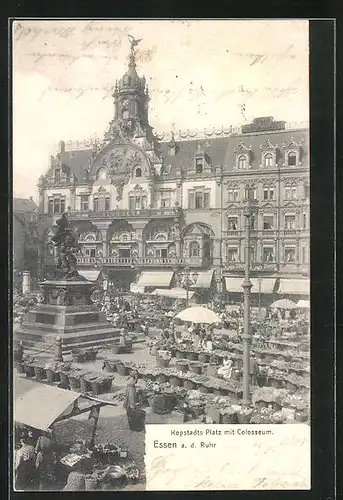 AK Essen a. d. Ruhr, Kopstadts Platz mit Colosseum