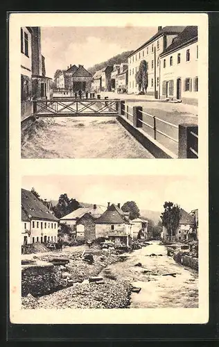 AK Bad Berggiesshübel, Unwetter am 8. /9. Juli 1927, Hauptstrasse