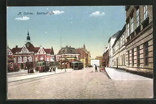 AK M. Ostrau, Strassenbahn auf der Reichsstrasse