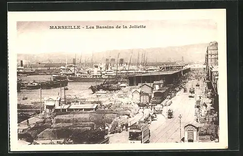 AK Marseille, Les Bassins de la Joliette, Strassenbahn