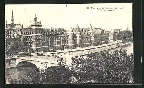 AK Paris, La Conciergerie, Strassenbahn