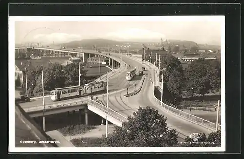 AK Göteborg, Strassenbahn auf Brücke