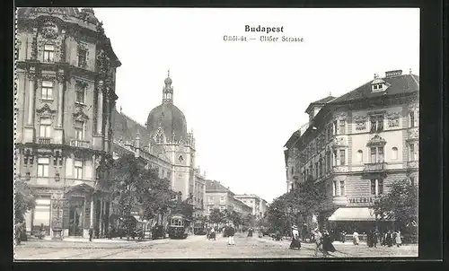 AK Budapest, Üllöer Strasse mit Strassenbahn