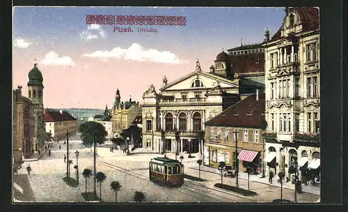 AK Plzen, Divadlo, Strassenbahn