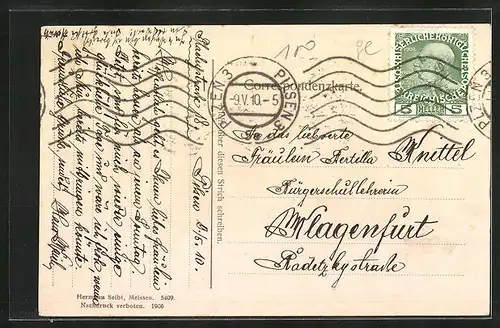 AK Pilsen, Stadttheater mit Strassenbahn