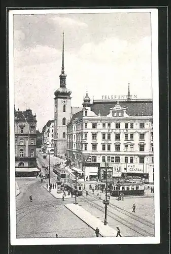 AK Brno, Rasinova ulice, Strassenbahn