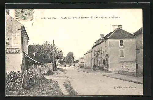 AK Aubergenville, Route de Paris à Mantes, Dite de Quarante-Sous