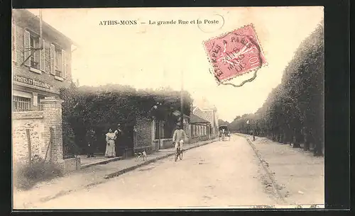 AK Athis-Mons, La grande Rue et la Poste