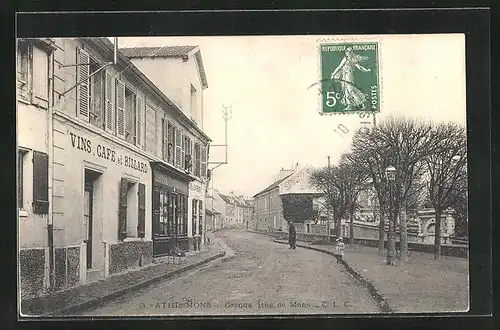 AK Athis-Mons, Grande Rue de Mons, Vins, Café et Billard