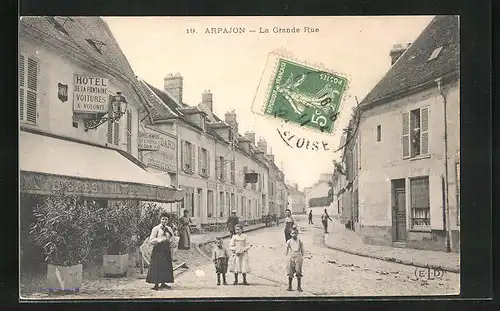 AK Arpajon, La Grande Rue, Hôtel de la Fontaine