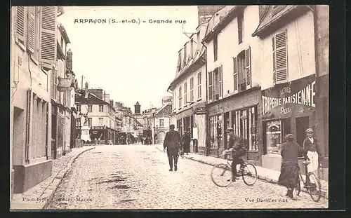 AK Arpajon, Grande Rue, Coiffeur, Triperie Parisienne