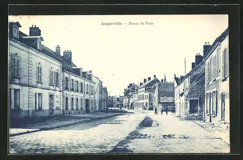 AK Angerville, Route de Paris, Hôtel de France